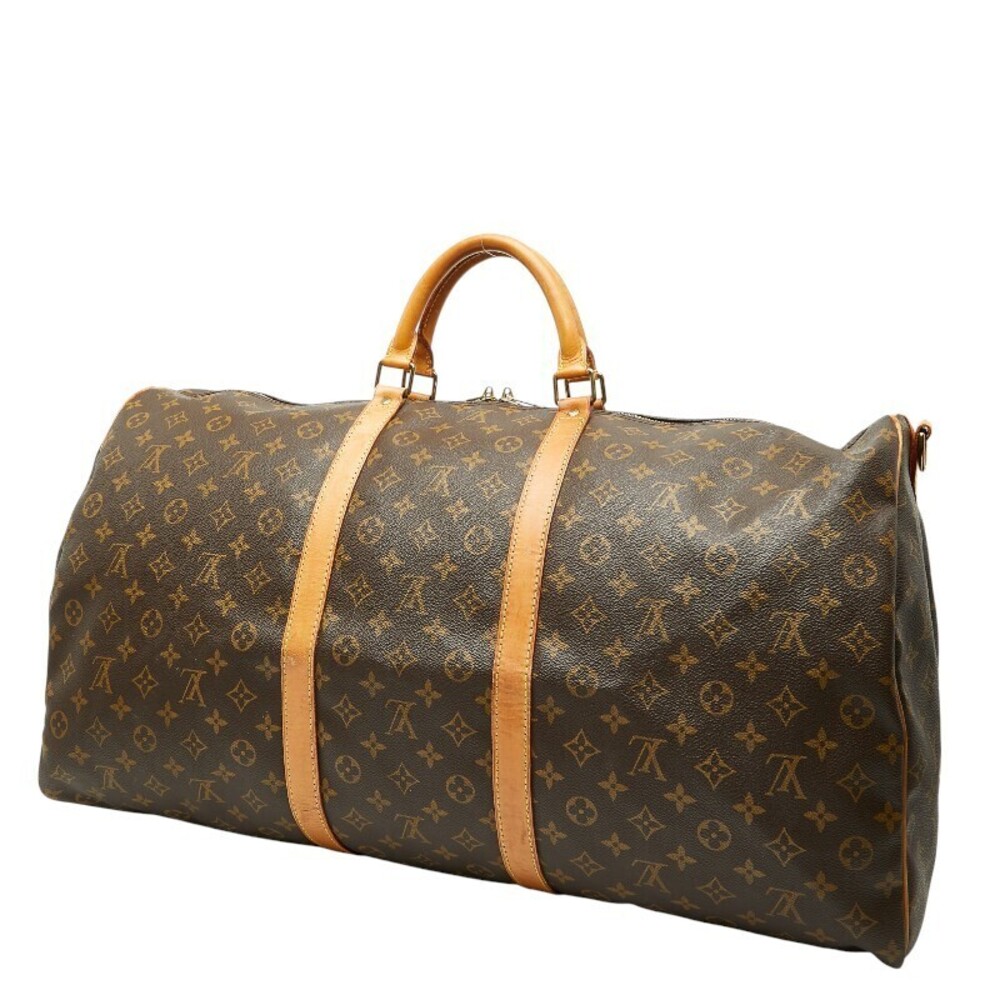 Louis Vuitton Bag Keepall Monogram Boston Brown Bandoulire Leather Brown
